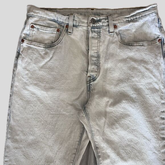 Levi's 501 White Blue Acid Wash Mid Rise Button Fly Cotton Denim Jeans 31 x 30 - Picture 4 of 7